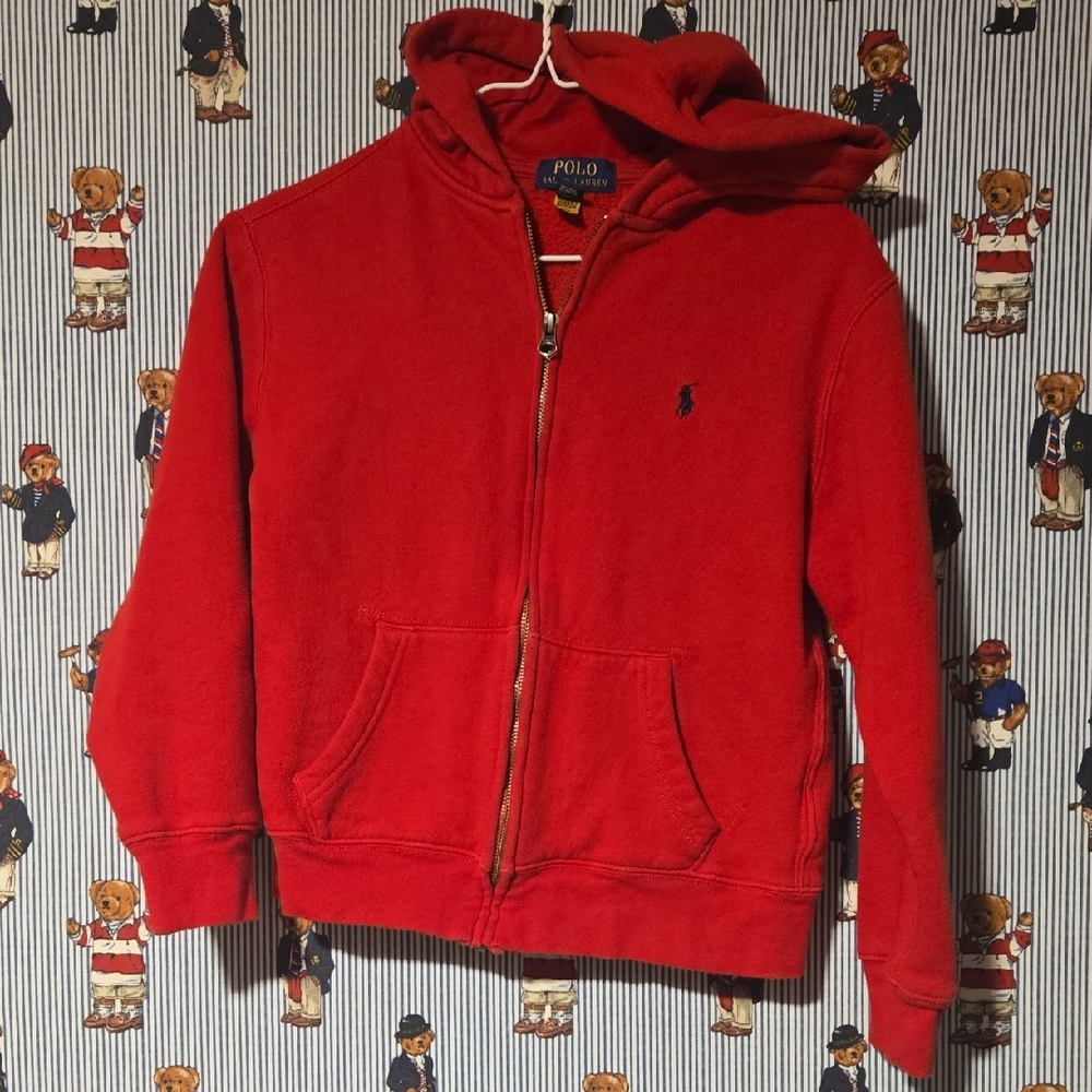 Polo Ralph Lauren Boys Medium 10-12 Red Zip-Up Hoodie